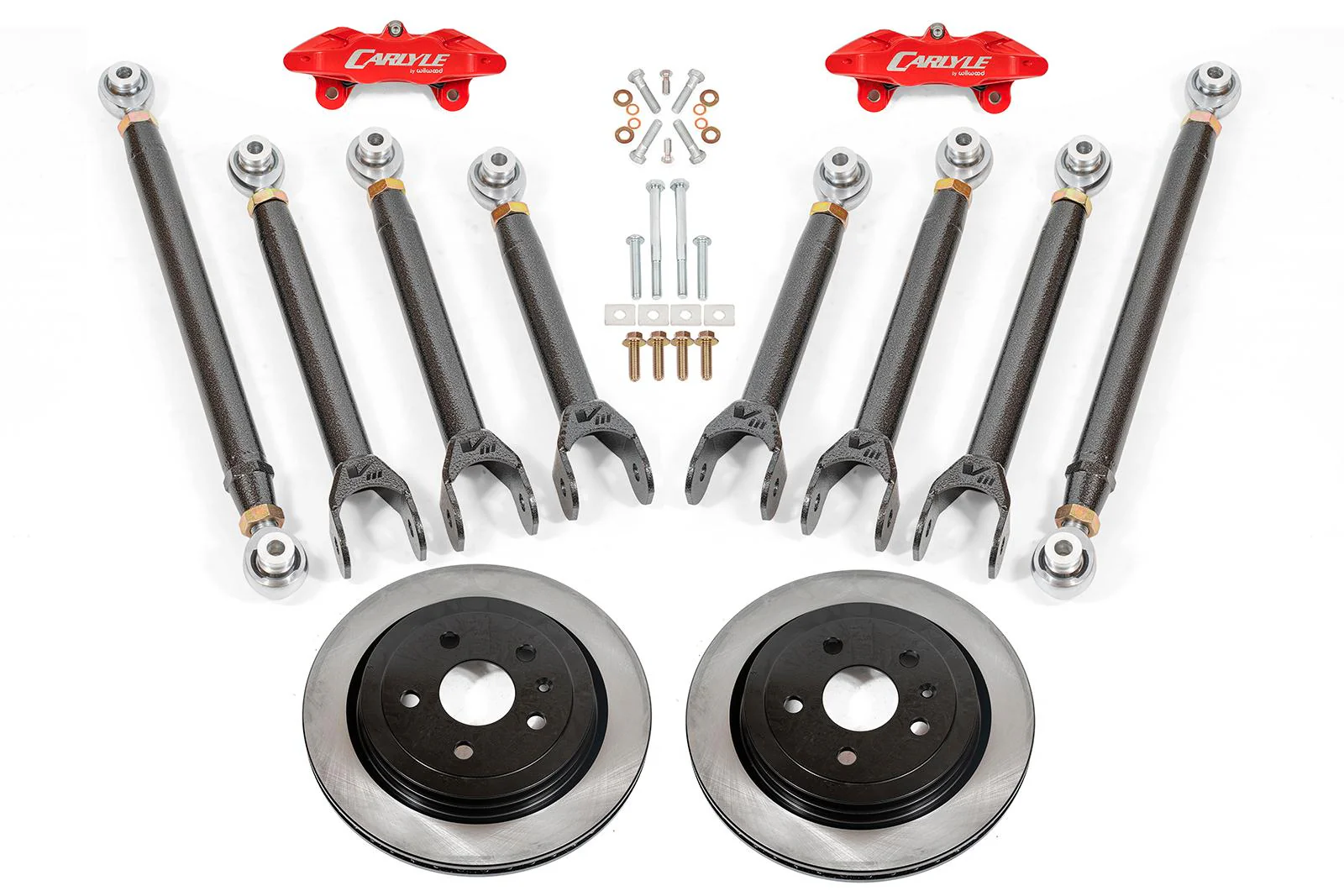 CTS V-3 15" Conversion Kit By Carlyle Racing, Solid Rotors, Red Calipers