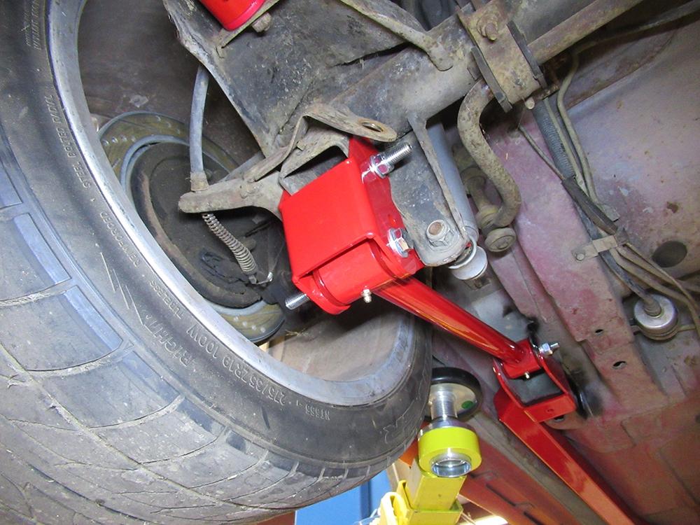 Camaro & Firebird Lower Control Arm Relocation Brackets 1982-02 (Red) - Image 3