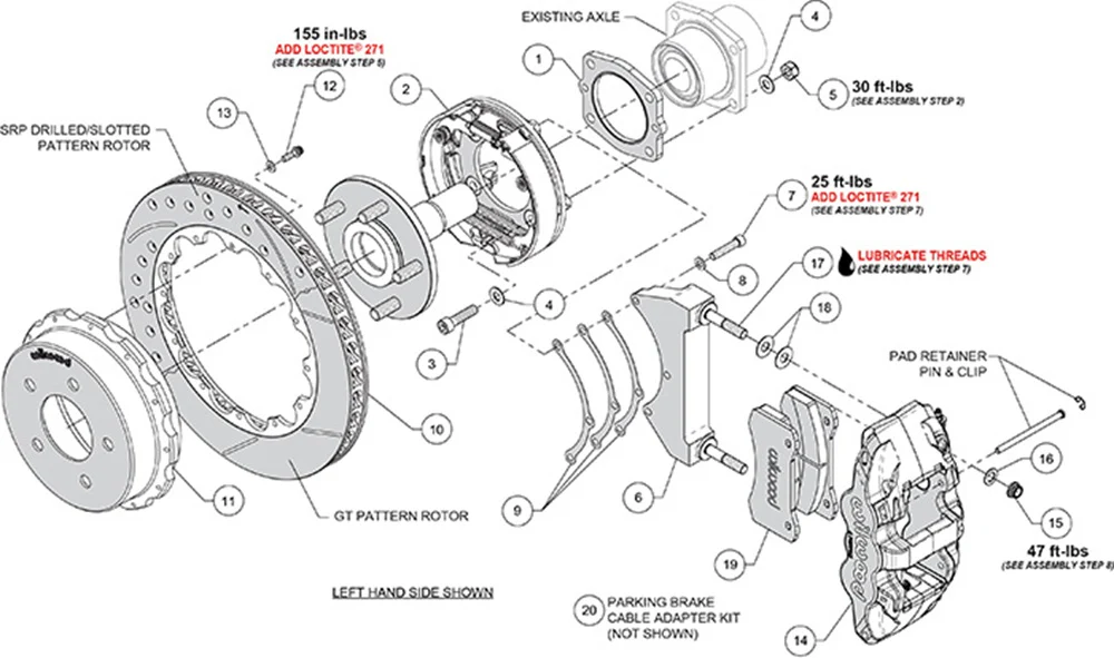 Wilwood AERO4 Big Brake Rear Parking Brake Kit | 88-98 C1500 - Rear Kit - Image 5